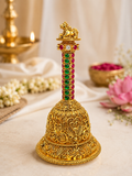 Nandi Sacred Temple Pooja Bell | Nakshi Gold Ruby Gem Handle Deity– GV-RG-S-B-121