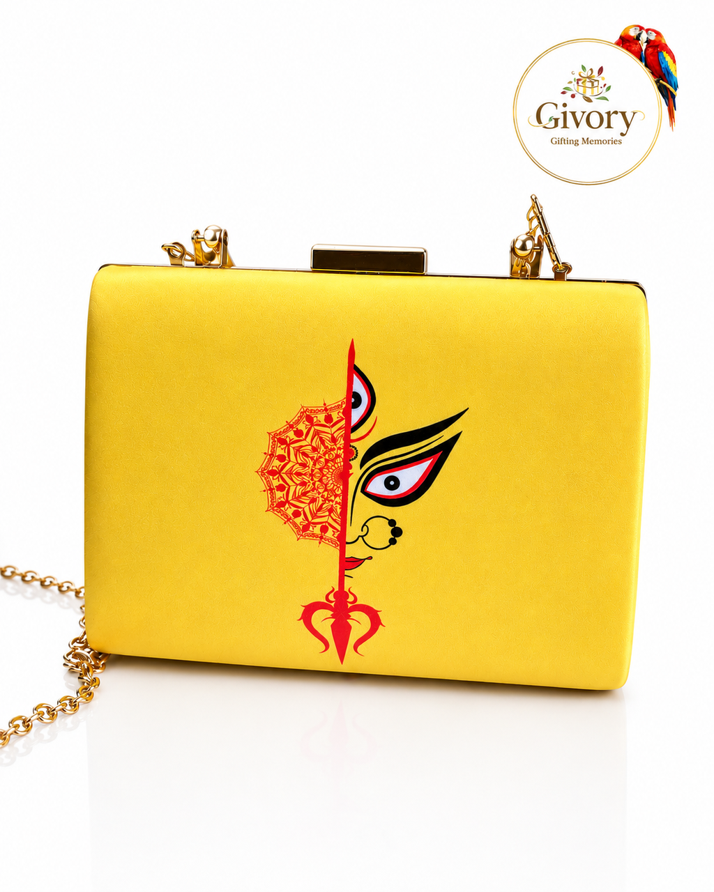 Maa Durga Face Clutch Bag | Mandala Trishul Box Clutch – GV-RG-S-BG-001