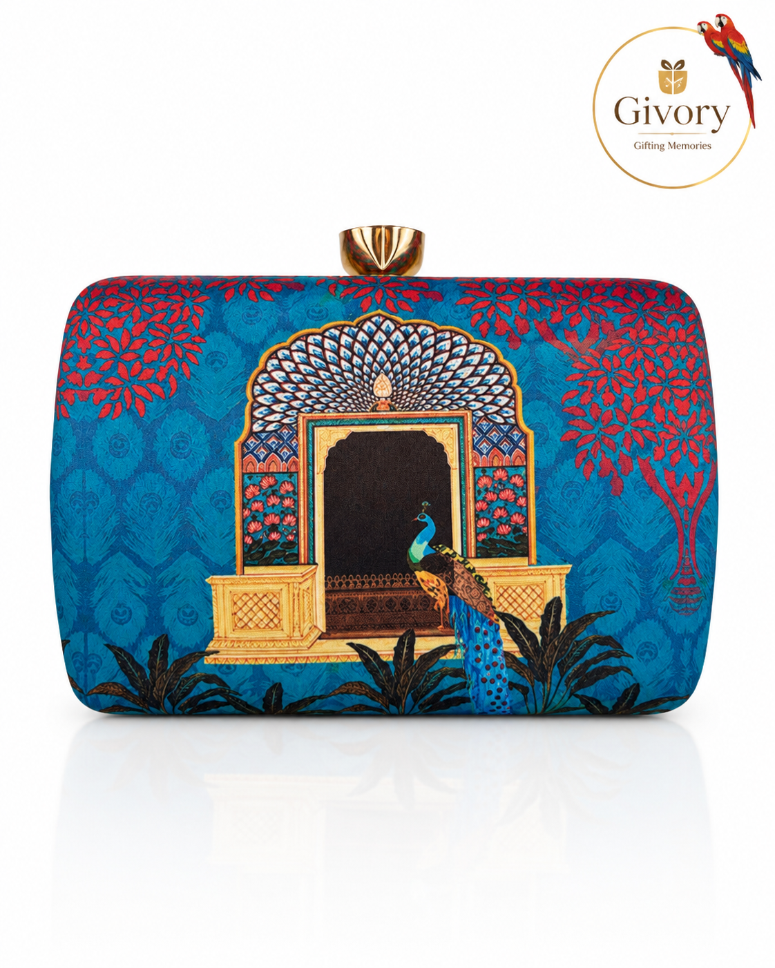 Peacock Palace Window Clutch Bag | Jharoka Print Purse – GV-RG-S-BG-007