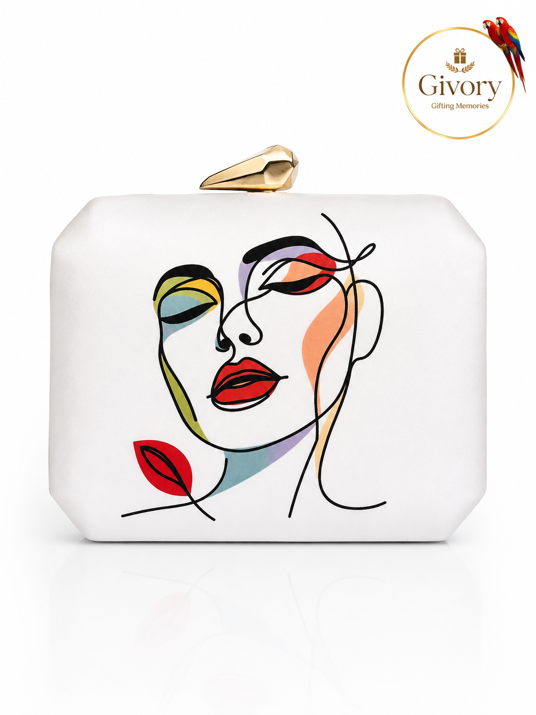 Abstract Line Art Face Clutch Bag | Modern Pastel Design – GV-RG-S-BG-003