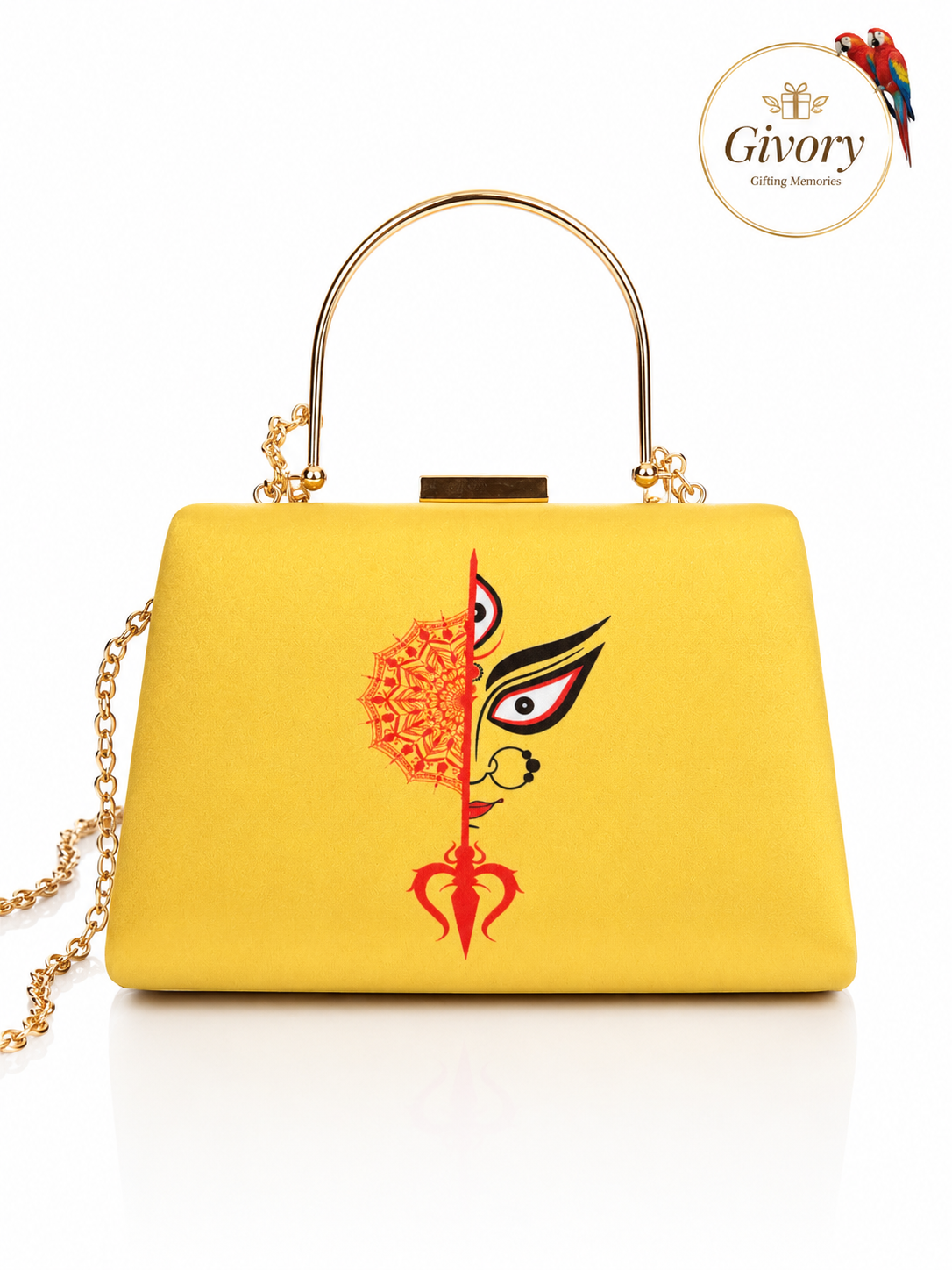 Maa Durga Face Clutch Bag | Mandala Trishul Box Clutch – GV-RG-S-BG-001