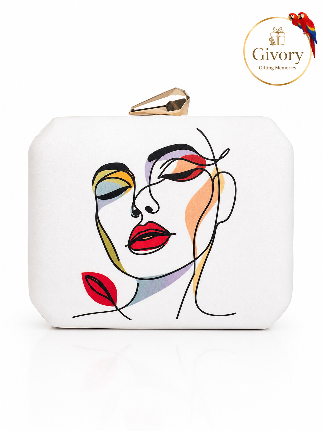 Abstract Line Art Face Clutch Bag | Modern Pastel Design – GV-RG-S-BG-003