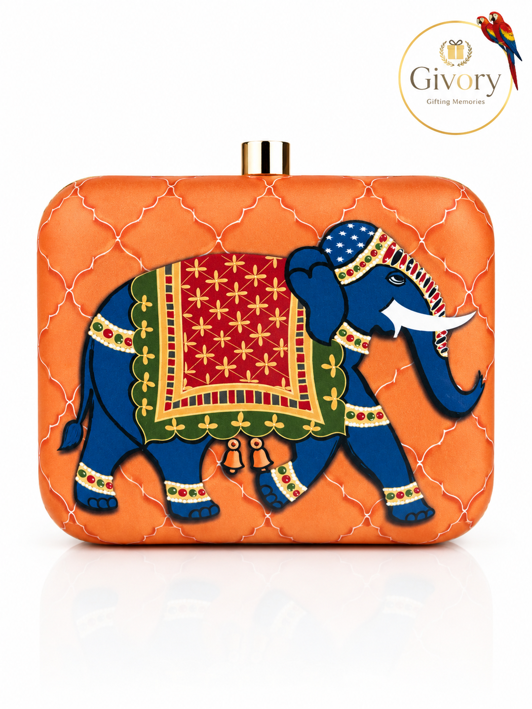 Royal Ceremonial Elephant Clutch Bag | Indian Folk Art Print – GV-RG-S-BG-006