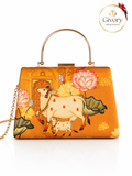 Sacred Cow Pichwai Art Clutch Bag | Lotus Temple Print – GV-RG-S-BG-002