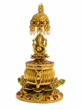 Ganesha Chatri 3-in-1 Kumkum Box | Hanging Incense Holder Pearl Drop Dome Ruby – GV-RG-S-K-131