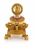 Goddess Lakshmi Gaja Peetham Kumkum Box | Six Elephant Throne Polki Ruby Lotus – GV-RG-S-K-125