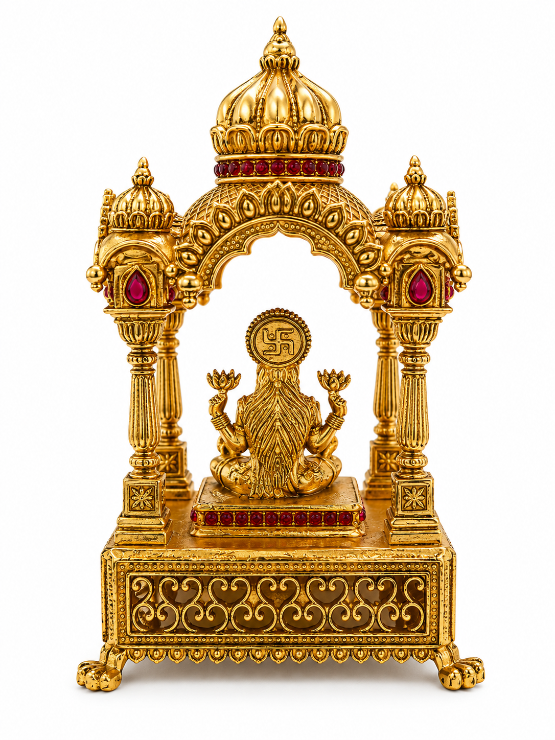 Goddess Lakshmi Mandap Kumkum Box | Hidden Soft Close Drawer Temple Dome Ruby – GV-RG-S-K-126