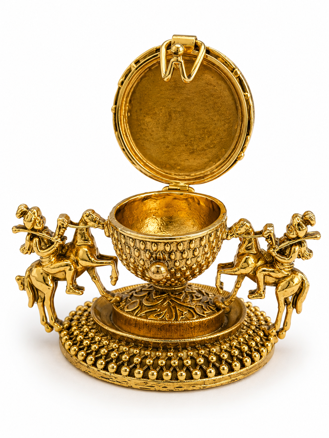 Gandharva Celestial Musician Kumkum Box | Horse Rider Urli Garuda Finial Ruby – GV-RG-S-K-127