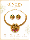 Gaja Yugal Medallion Collar Necklace Set | Twin Elephant Pendant – GV-RG-S-J-124