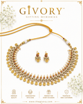 CZ Mango Lakshmi Coin Necklace Set | Pearl Fringe Bridal – GV-Rg-S-J-125