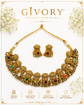 Navratna Gaja Procession Necklace Set | Nine Gem Elephants – GV-RG-S-J-126