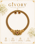 Twin Peacock Herringbone Necklace Set | Ruby Cabochon Pendant – GV-RG-S-J-127