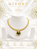Carved Gemstone Ganesha Choker | Rose Quartz or Jade CZ – GV-RG-S-J-139