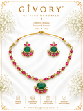Ruby Kundan Leaf Necklace | Emerald Oval Pendant Set – GV-RG-S-J-137
