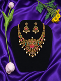 Lakshmi Multicolour Enamel Temple Choker Set | Parrot Motif Pearl Drop Necklace – GV-RG-S-J-110