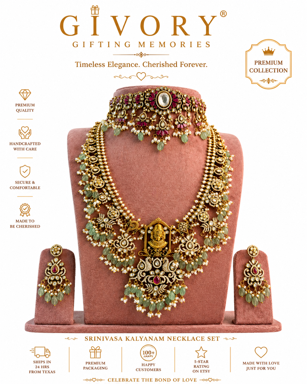 Lord Venkateswara Gutta Pusalu Bridal Set | Choker Haram – GV-RG-S-J-140
