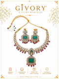Victorian Polki Emerald Peacock Choker Set | Ruby Fringe – GV-RG-S-J-129