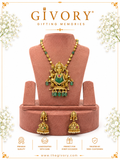 Lord Ganesha 3D Idol Necklace Set | Kundan Emerald Pendant Ganesha Jhumka – GV-RG-S-J-114