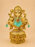 Lord Ganesha Precious Stone Kumkum Box | CZ Kundan 4 Colour Variants Gold – GV-RG-S-K-116