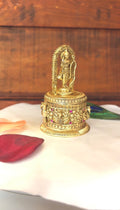 Lord Ram Circular Kumkum Box | Ram Arch Peacock Floral Gold Sindoor Box USA: GV-RG-S-K-097