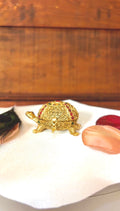 Kurma Tortoise Kumkum Box | Sacred Vishnu Avatar Gold Ruby Emerald Sindoor Box: GV-RG-S-K-098