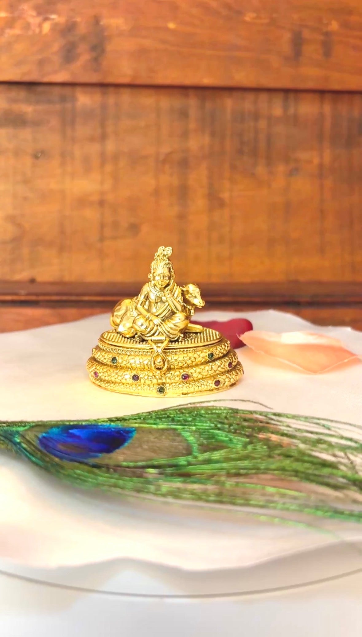 Baby Krishna Calf Kumkum Box | Bal Gopal Serpent Coil Gold Sindoor Box – GV-RG-S-K-099