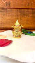 Purna Kalasha Kumkum Box | Sacred Pot Deity Panels Gold Ruby Emerald Sindoor Box – GV-RG-S-K-103