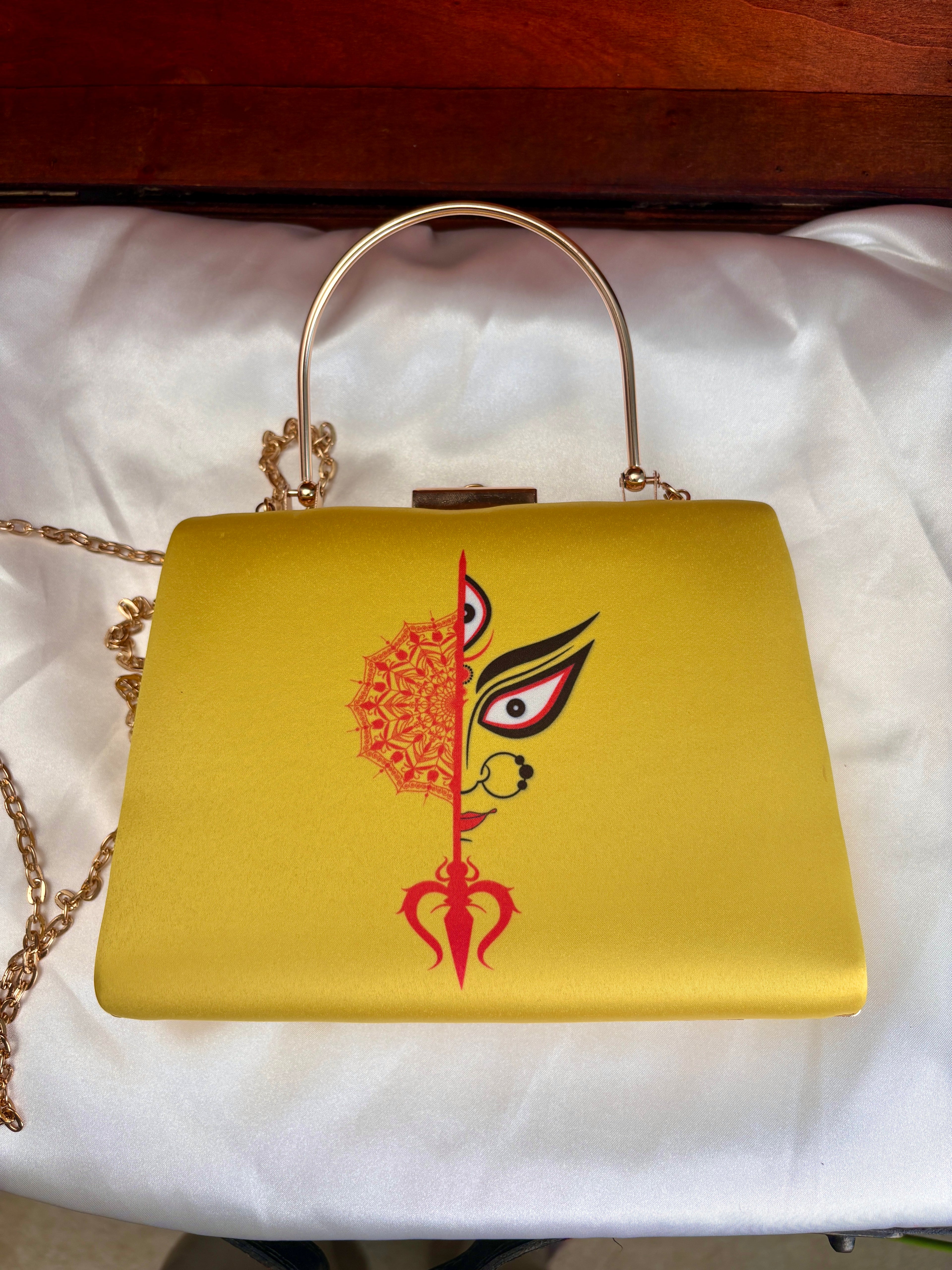 Maa Durga Face Clutch Bag | Mandala Trishul Box Clutch – GV-RG-S-BG-001