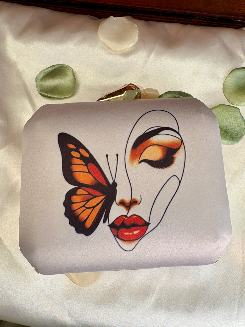 Butterfly Face Line Art Clutch Bag | Monarch Wing Design – GV-RG-S-BG-005