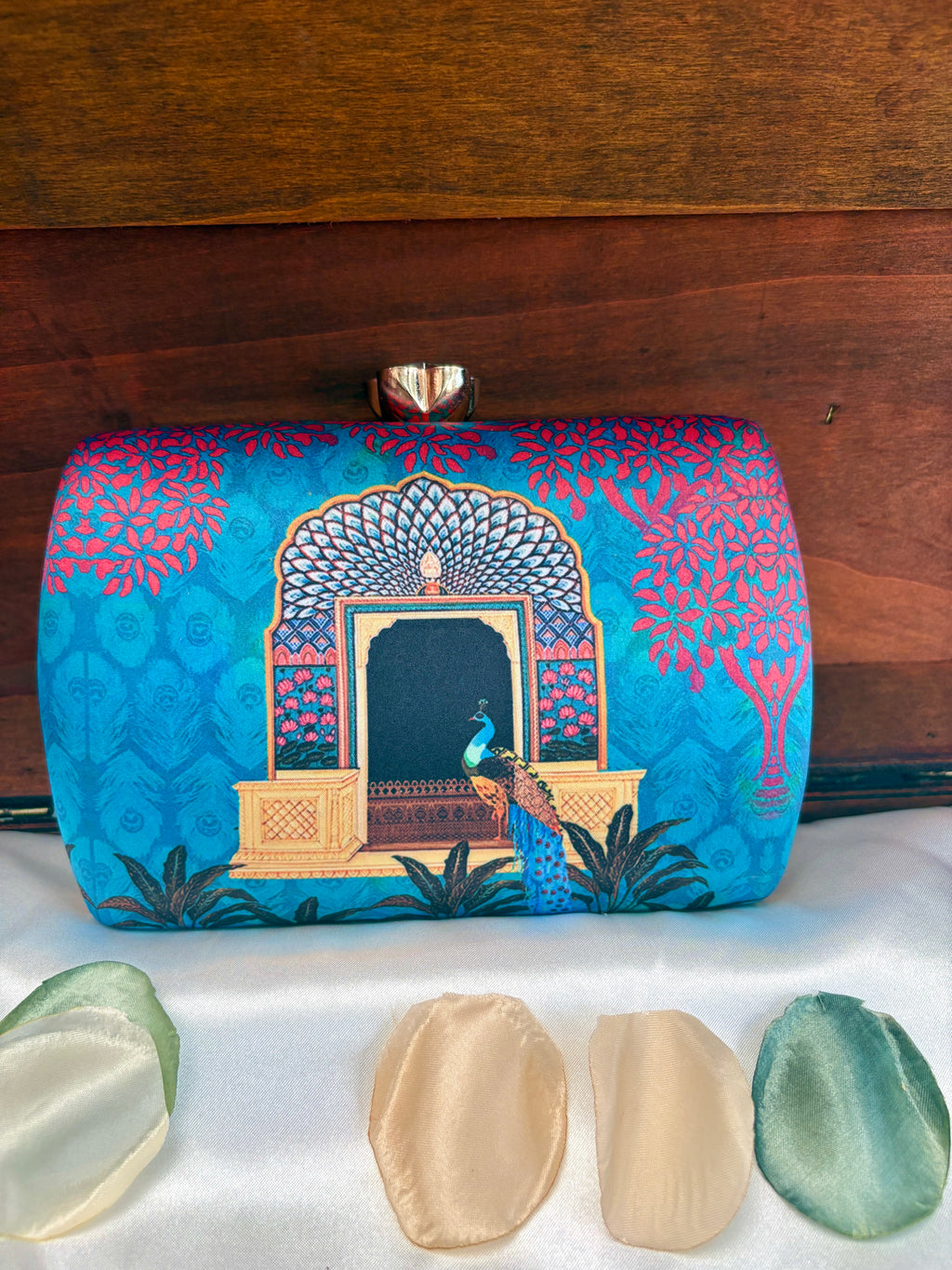 Peacock Palace Window Clutch Bag | Jharoka Print Purse – GV-RG-S-BG-007