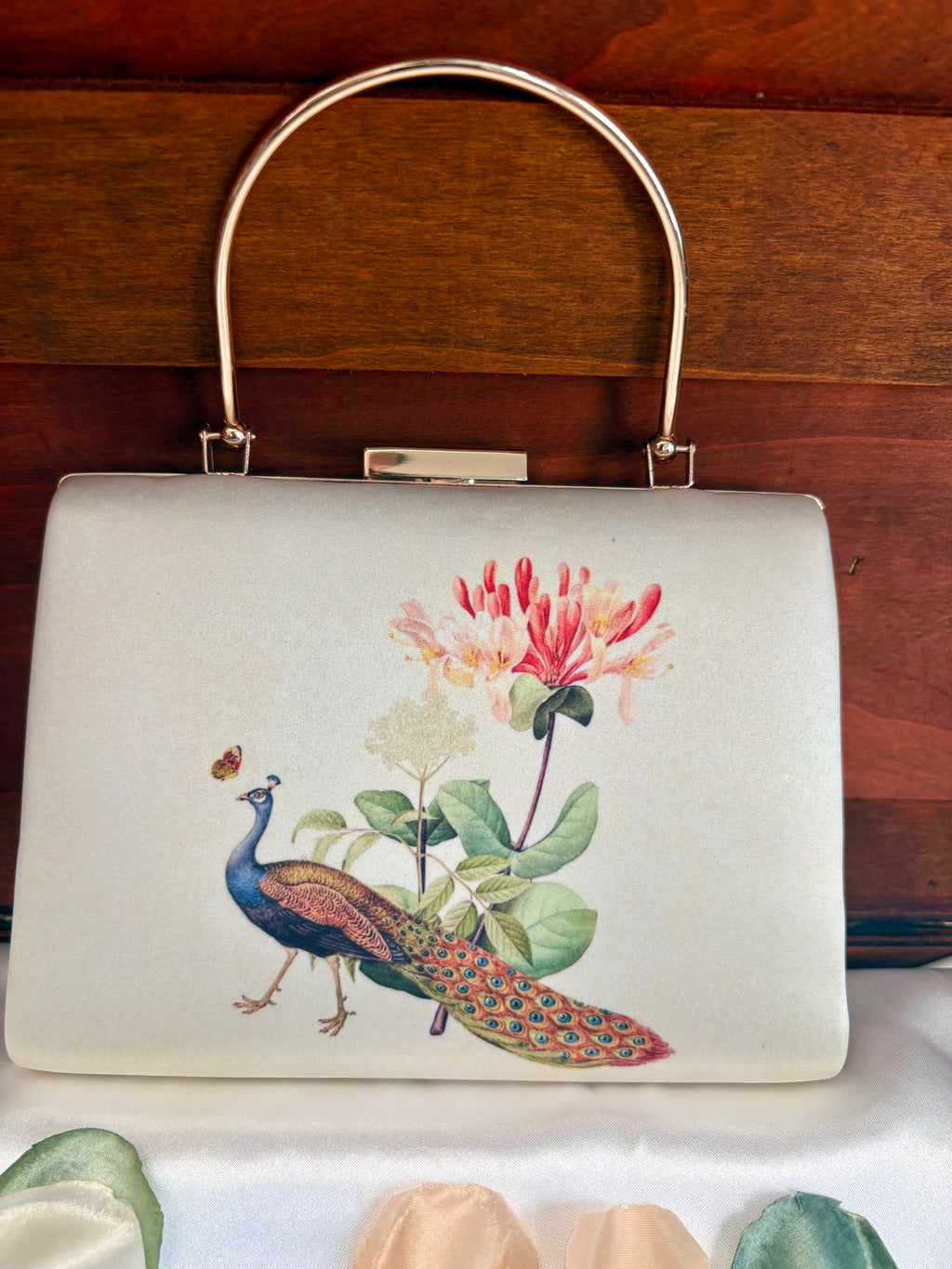 Botanical Peacock Illustration Clutch Bag | Vintage Print – GV-RG-S-BG-008