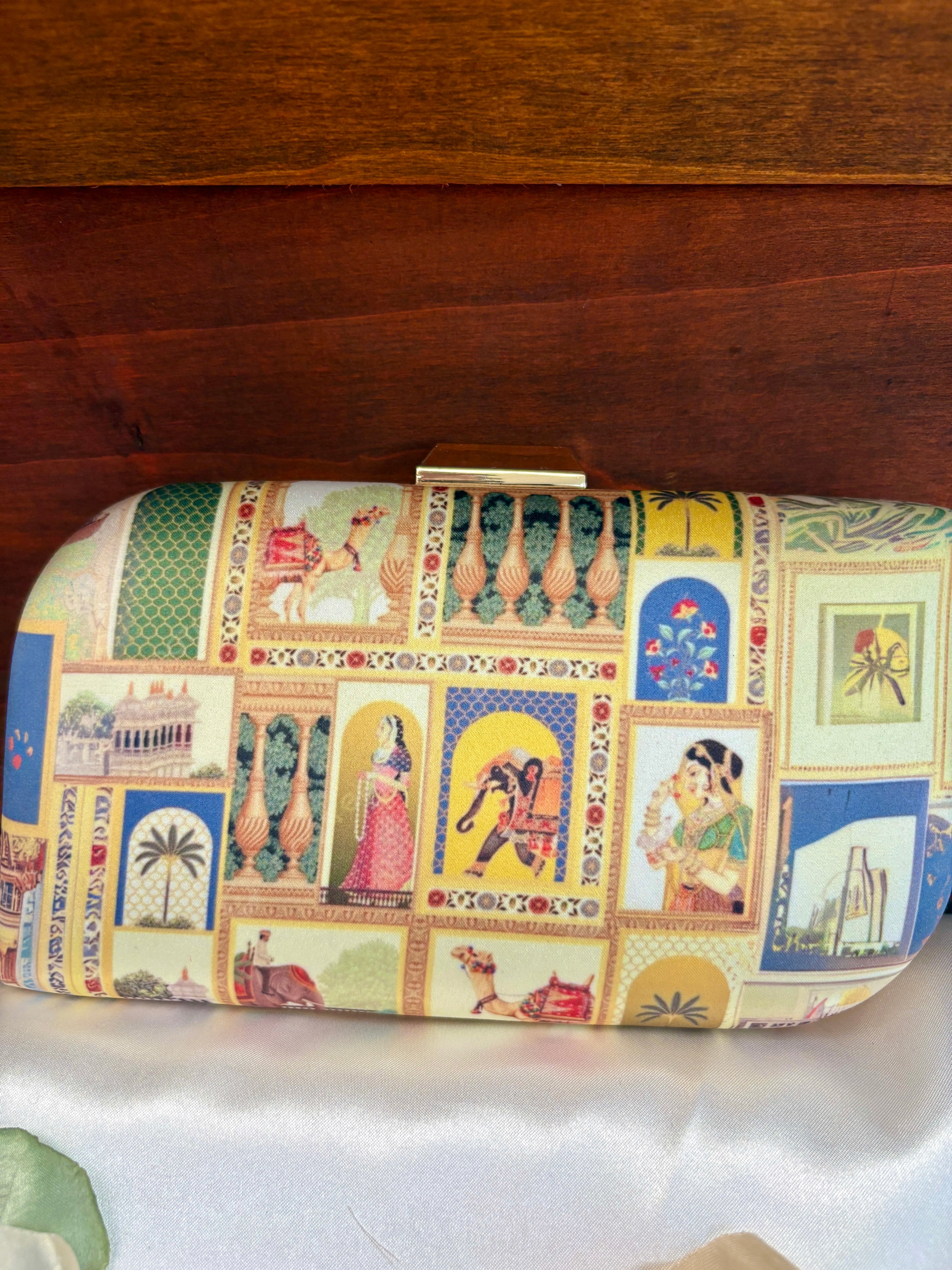 Rajasthani Miniature Panel Clutch Bag | Heritage Print – GV-RG-S-BG-011