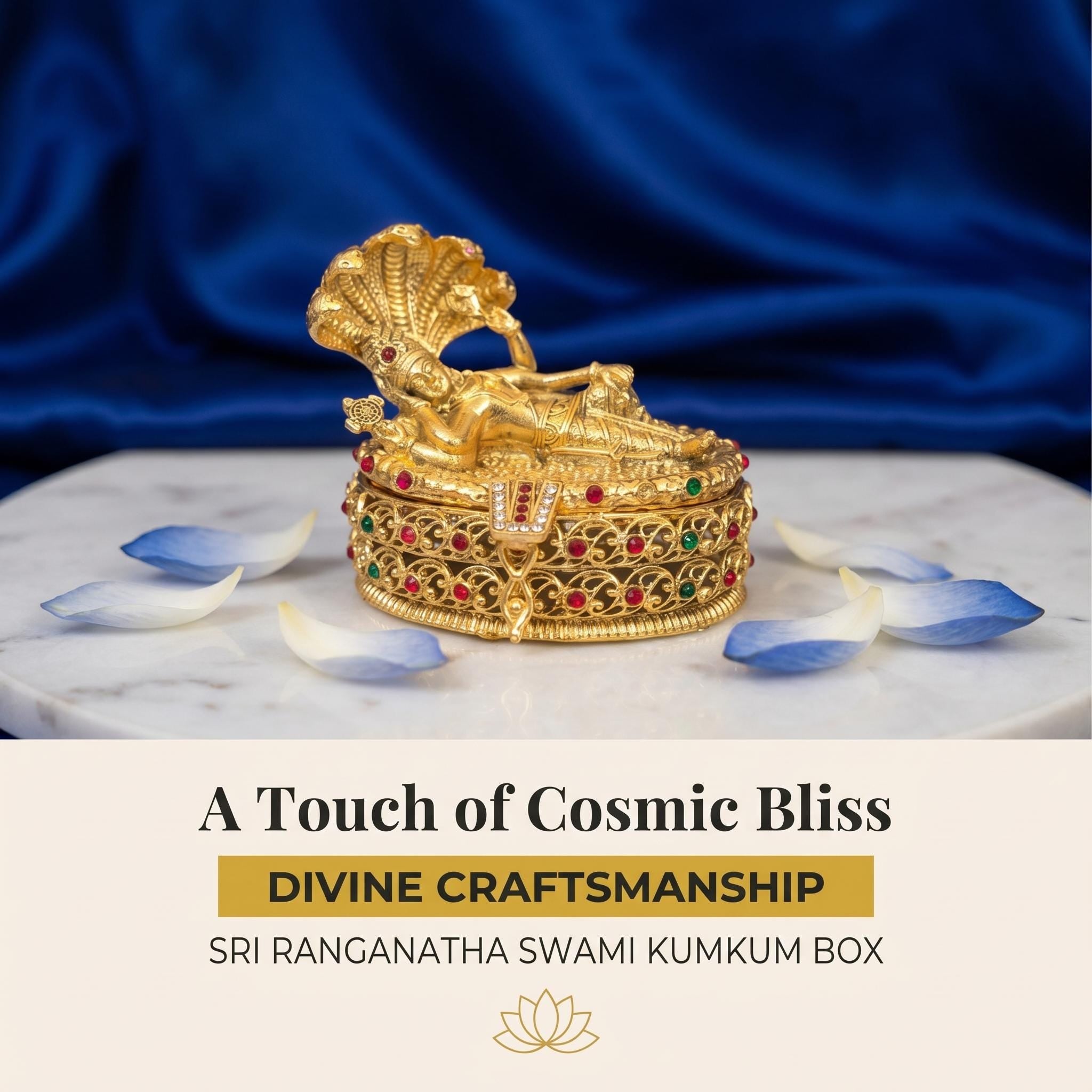 Sri Ranganatha Swami Kumkum Box | Lord Vishnu Adisesha Gold Sindoor Box:GV-RG-S-K-091 __etsy:8049240498