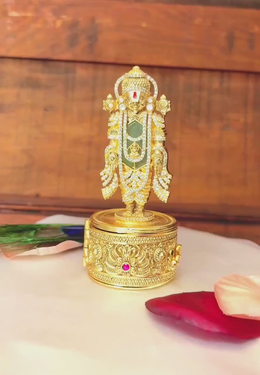 Sri Ranganatha Swami Kumkum Box | Lord Vishnu Adisesha Gold Sindoor Box:GV-RG-S-K-091