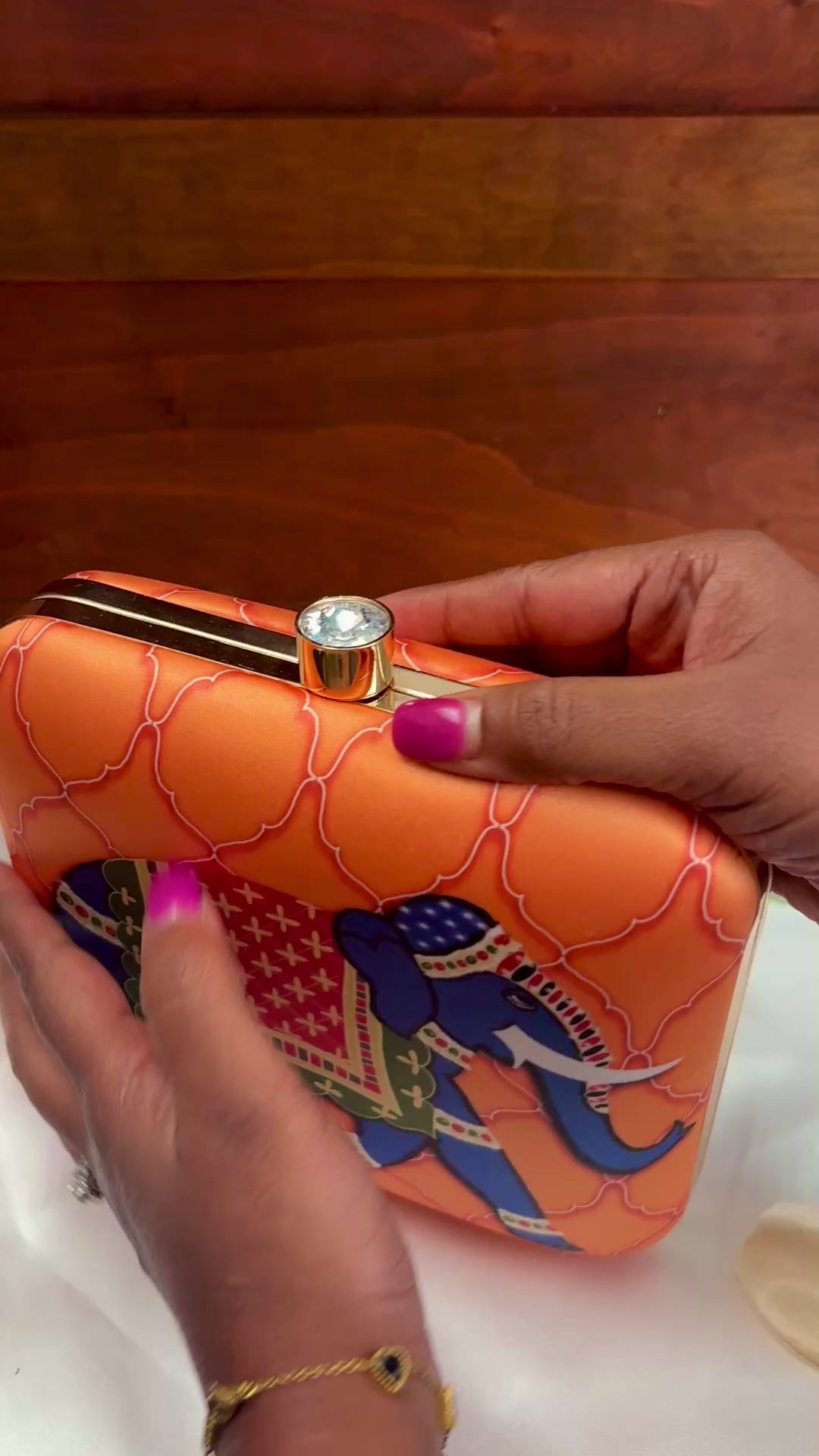Royal Ceremonial Elephant Clutch Bag | Indian Folk Art Print – GV-RG-S-BG-006