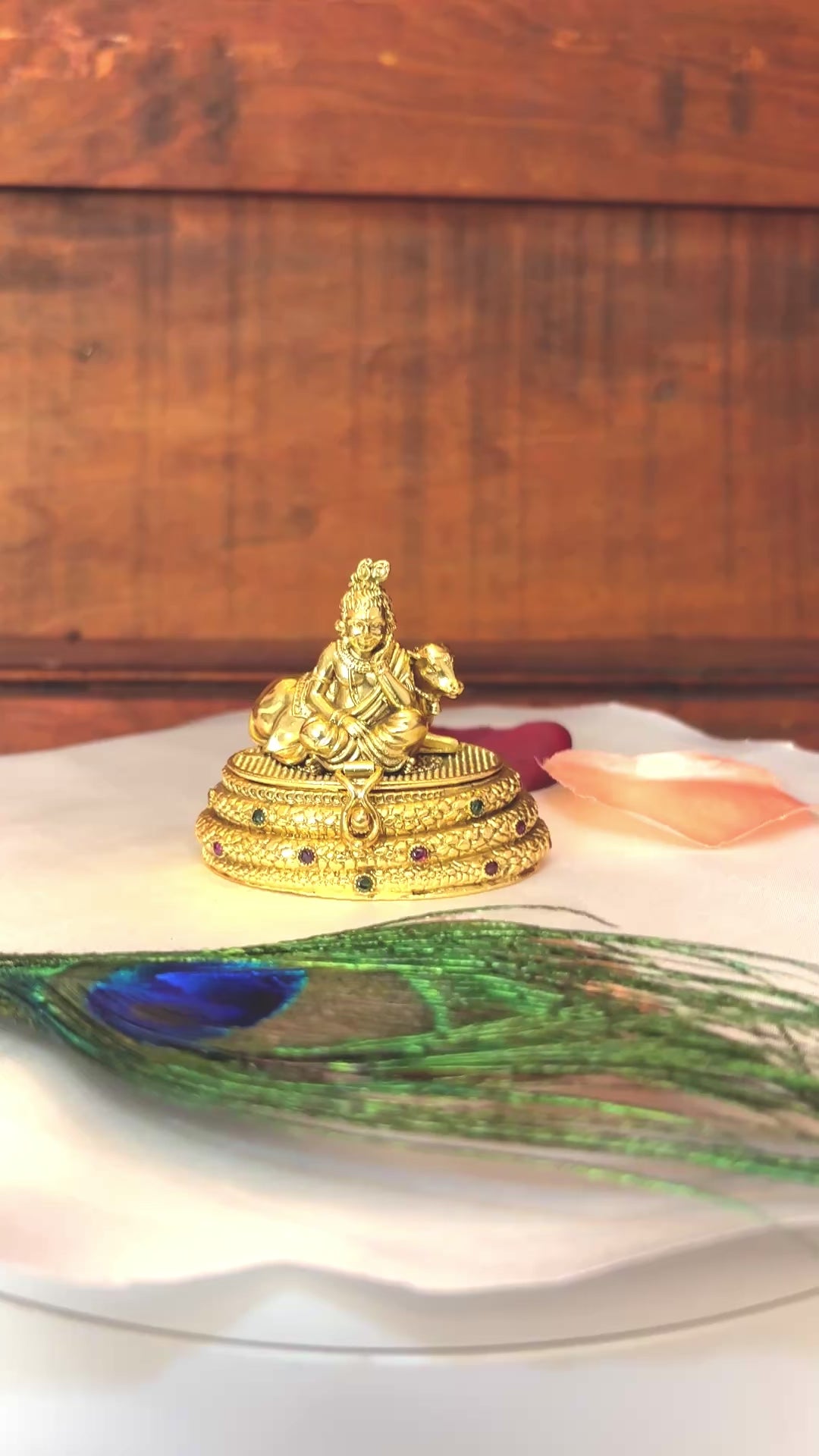 Baby Krishna Calf Kumkum Box | Bal Gopal Serpent Coil Gold Sindoor Box – GV-RG-S-K-099