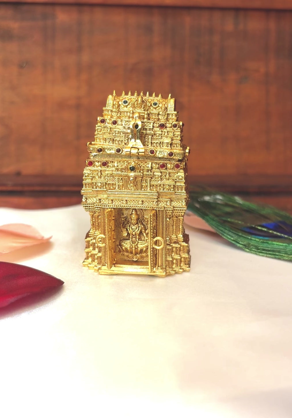 Temple Design Gopuram Kumkum Box | Goddess Lakshmi Premium Return Gift:GV-RG-S-K-093