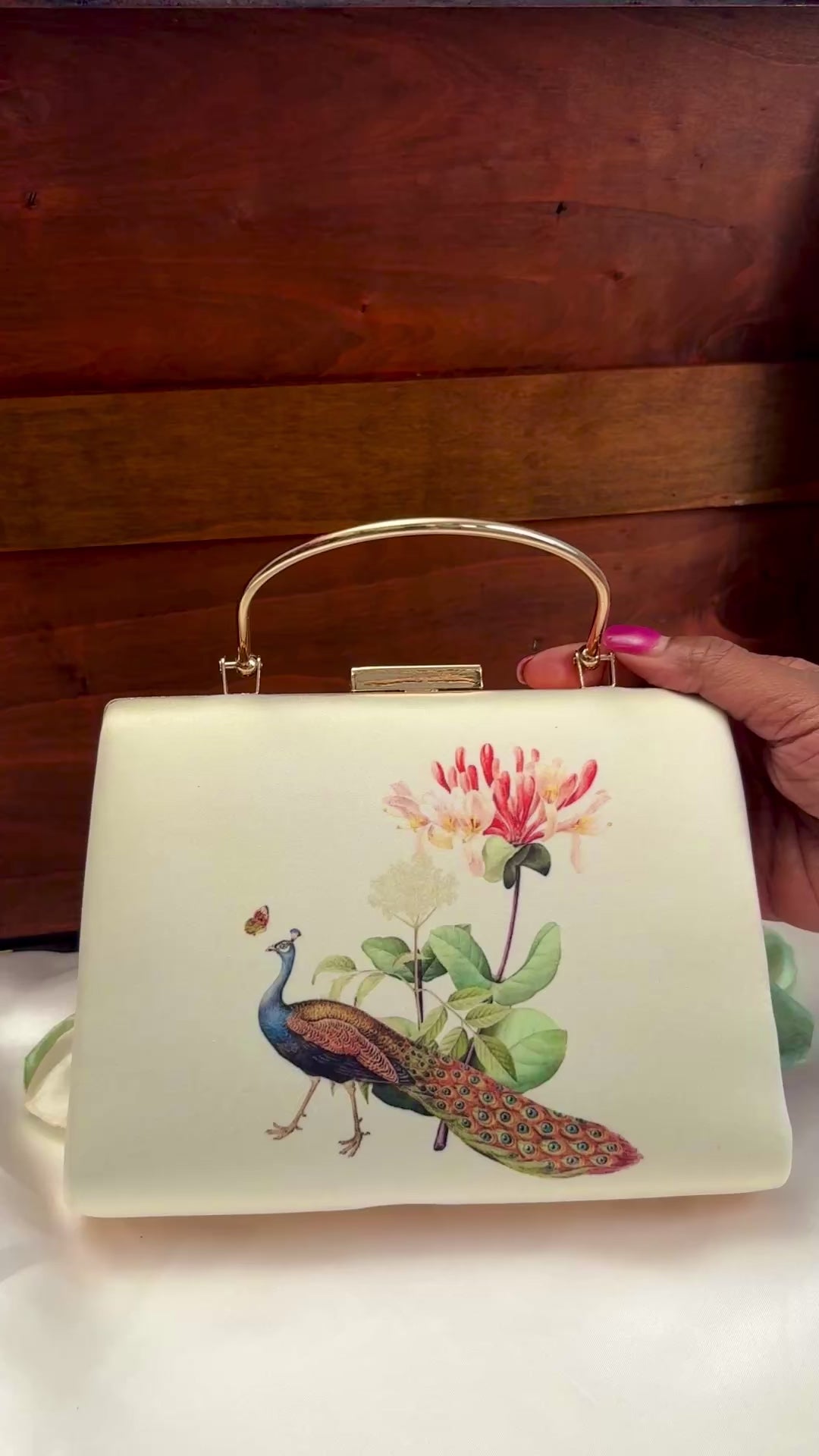 Botanical Peacock Illustration Clutch Bag | Vintage Print – GV-RG-S-BG-008